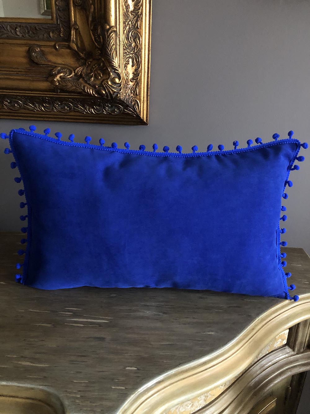 Parliament Mavisi Ponponlu Yastık Kılıfı (Uzun)