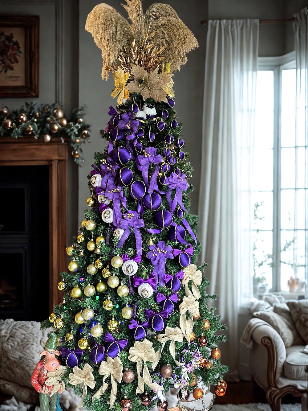 Mor Kadife Yılbaşı Çam Ağacı Süsü - 8 Cm Çam Ağacı Topu