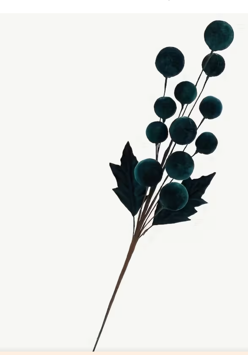 Yeşil Kadife Dal  - Yılbaşı Çam Ağacı Süsü,Dekor Süsleme Dalı