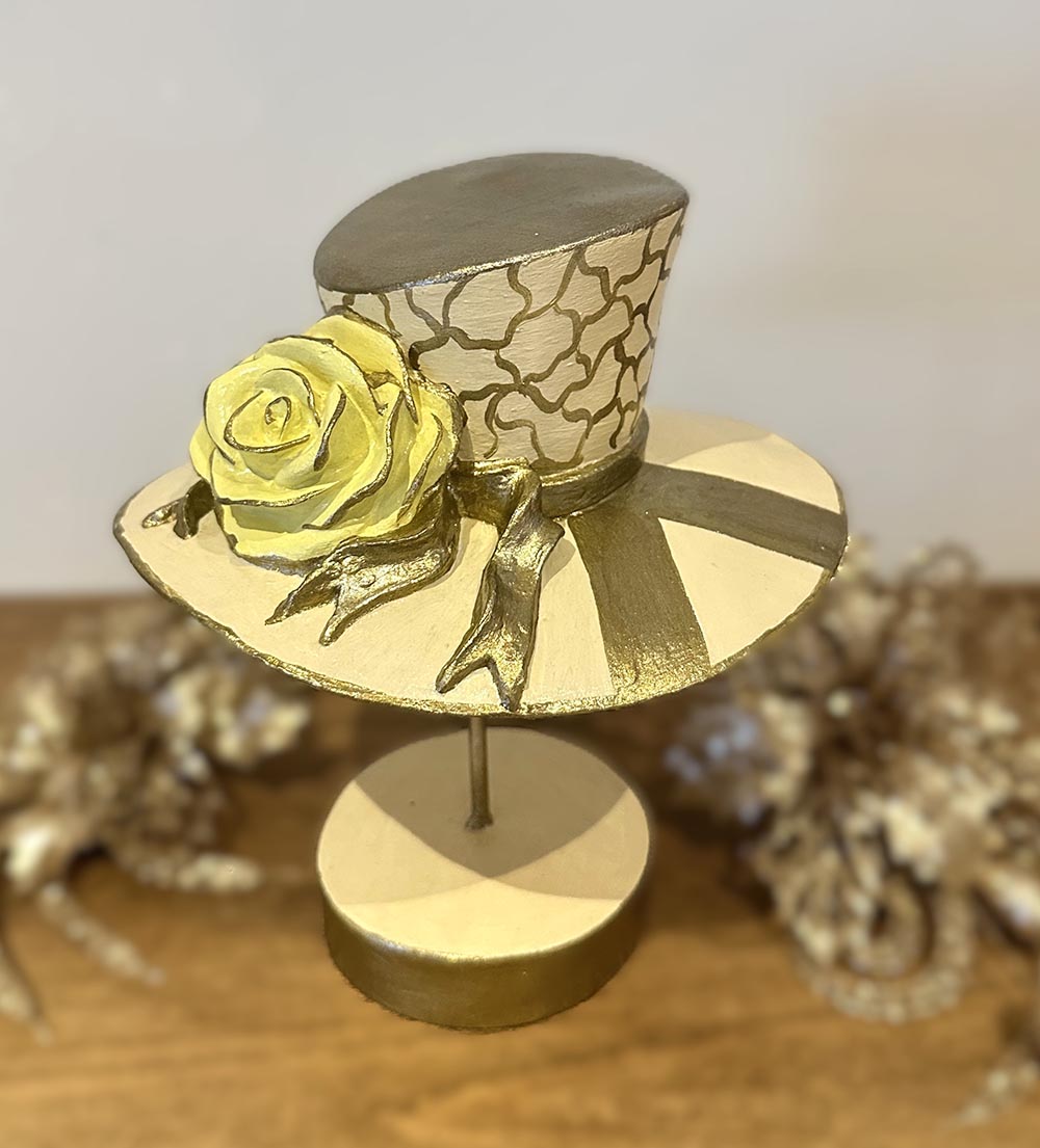 Krem Şık Şapka - Dekoratif ,Ev Aksesuarı