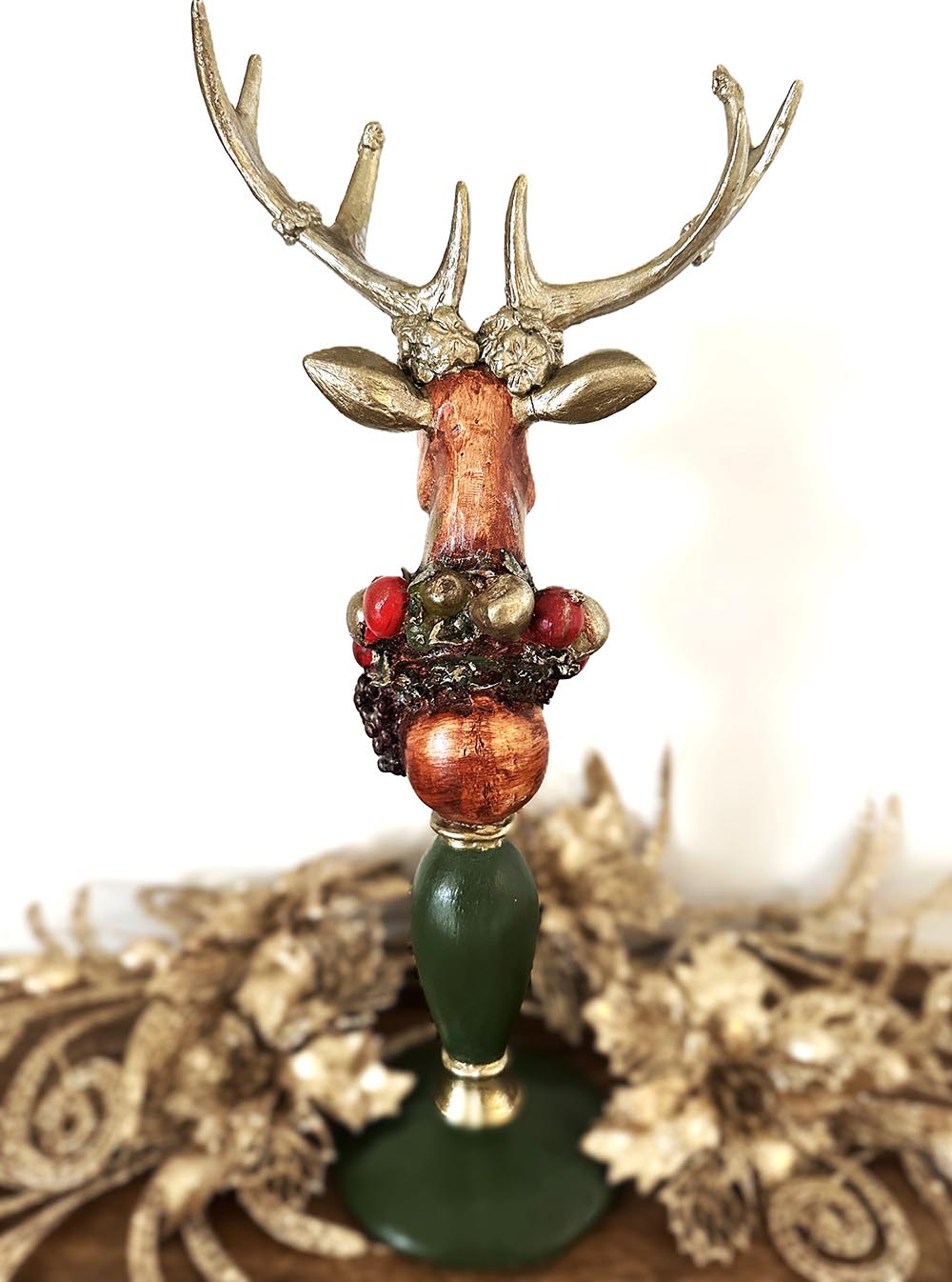Asil Geyik Figürü - Dekoratif Obje , Yılbaşı Aksesuarı ,Hediyelik Biblo