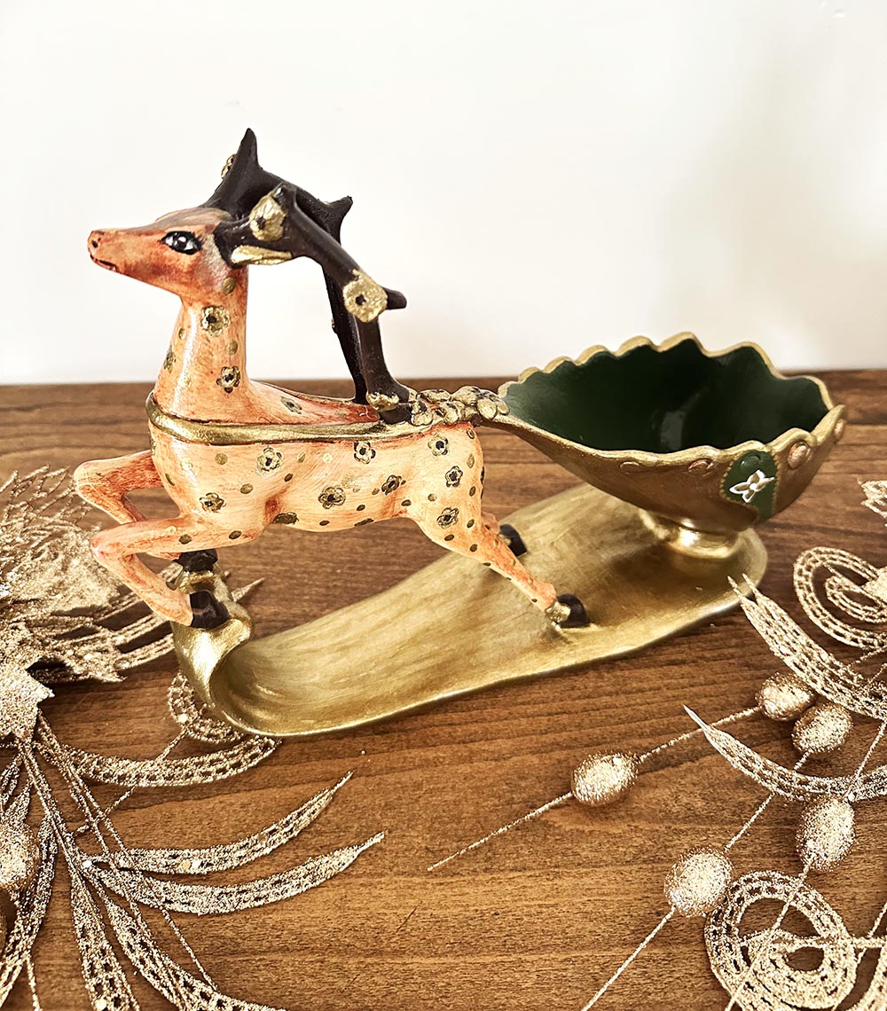 Geyikli Deforatif Şaraplık Biblo , Yılbaşı Aksesuarı