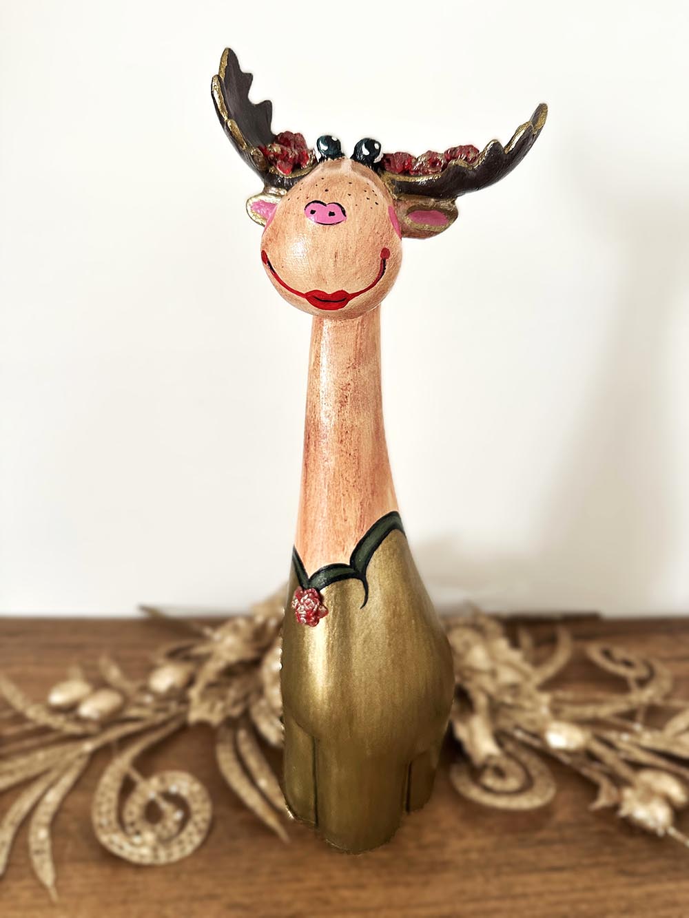 Sevimli Geyik Figürü - Dekoratif Obje , Yılbaşı Aksesuarı ,Hediyelik Biblo