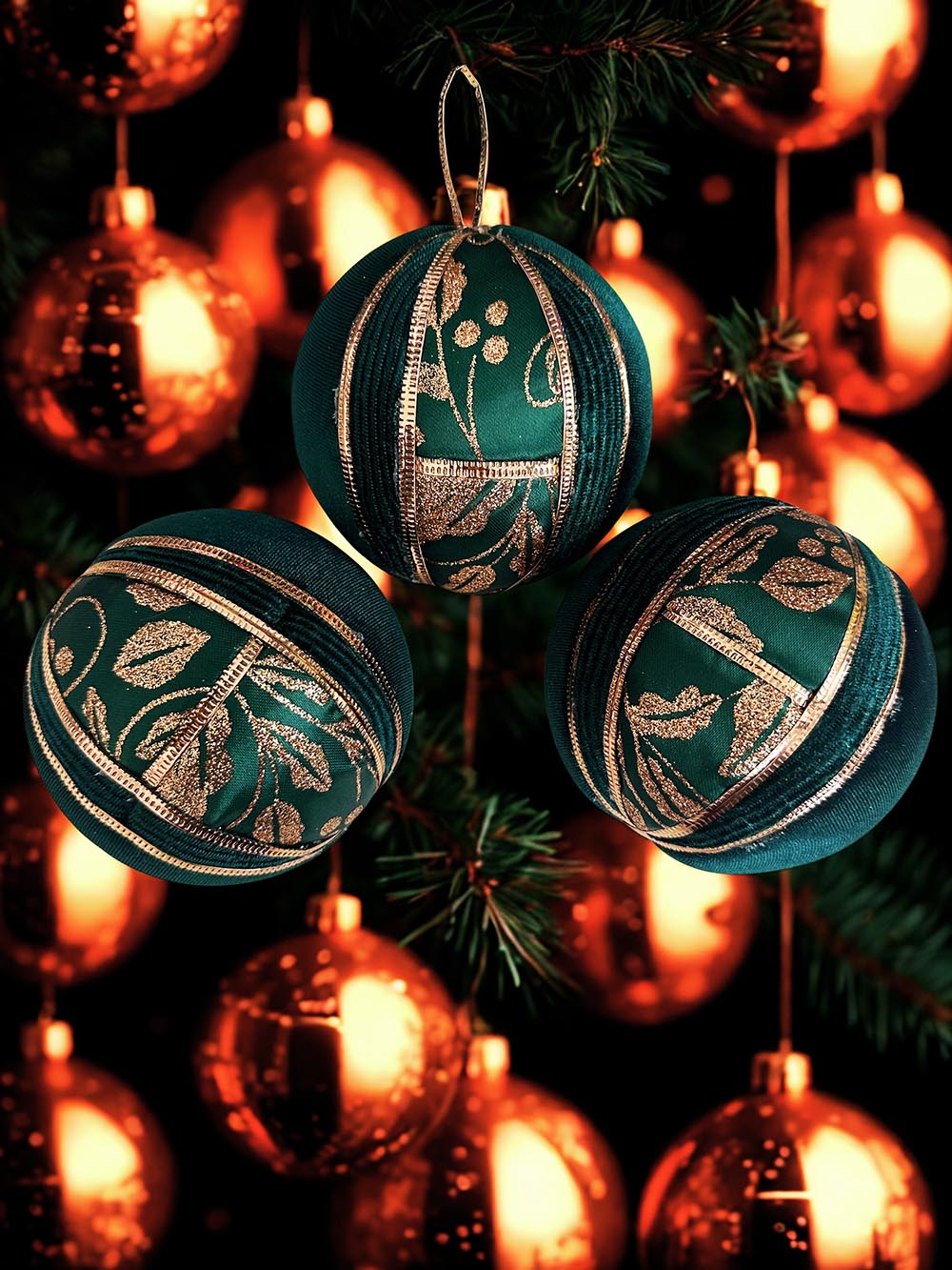 Zümrüt Yeşili Yılbaşı Çam Ağacı Süsü 10 Cm Kadife Yılbaşı Ağacı Topu