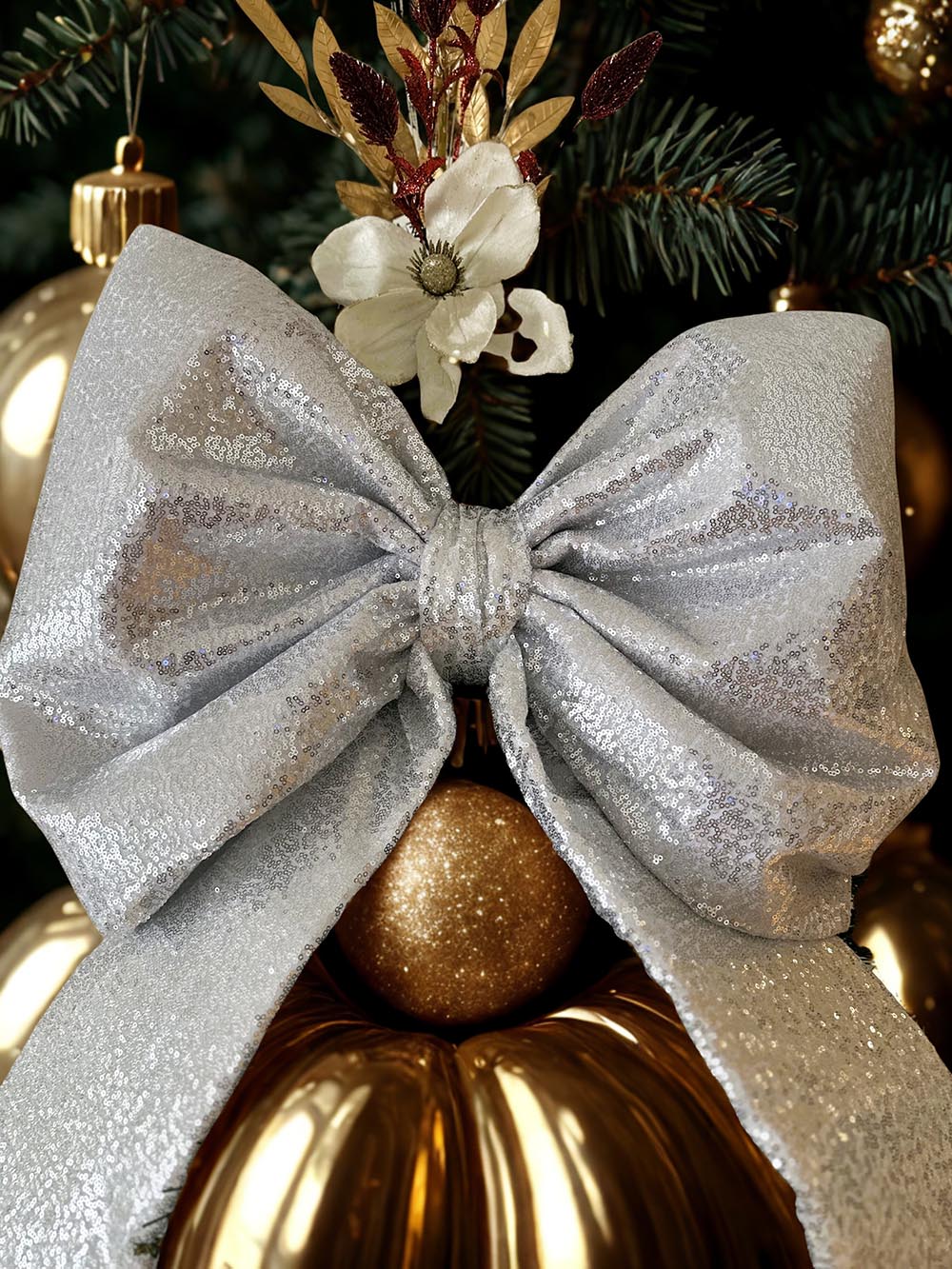 Gümüş Pırıltılı Fiyonk Yılbaşı Çam Ağaçı Süsü