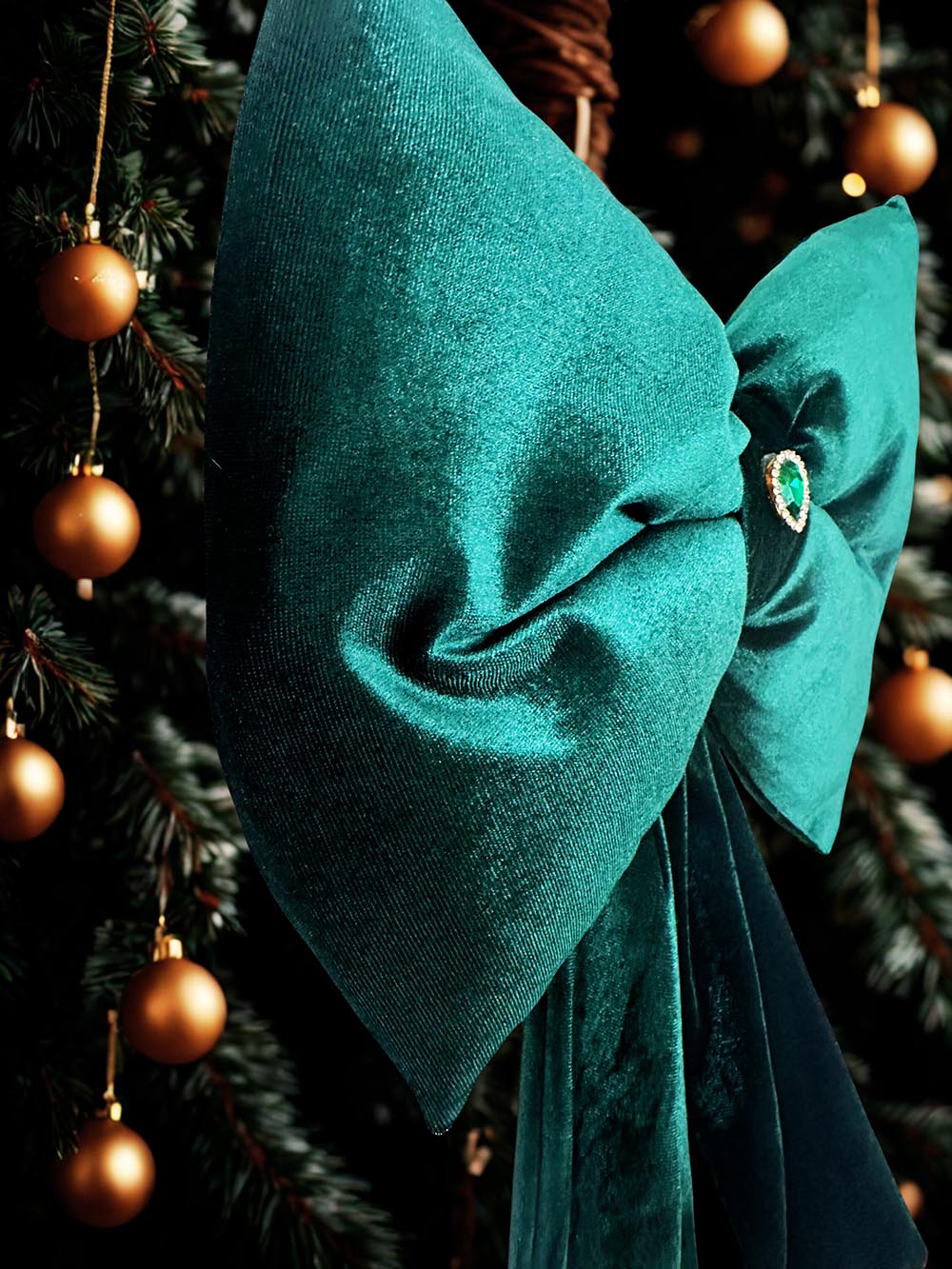 Yeşil Kadife Fiyonk Yılbaşı Çam Ağaçı Süsü