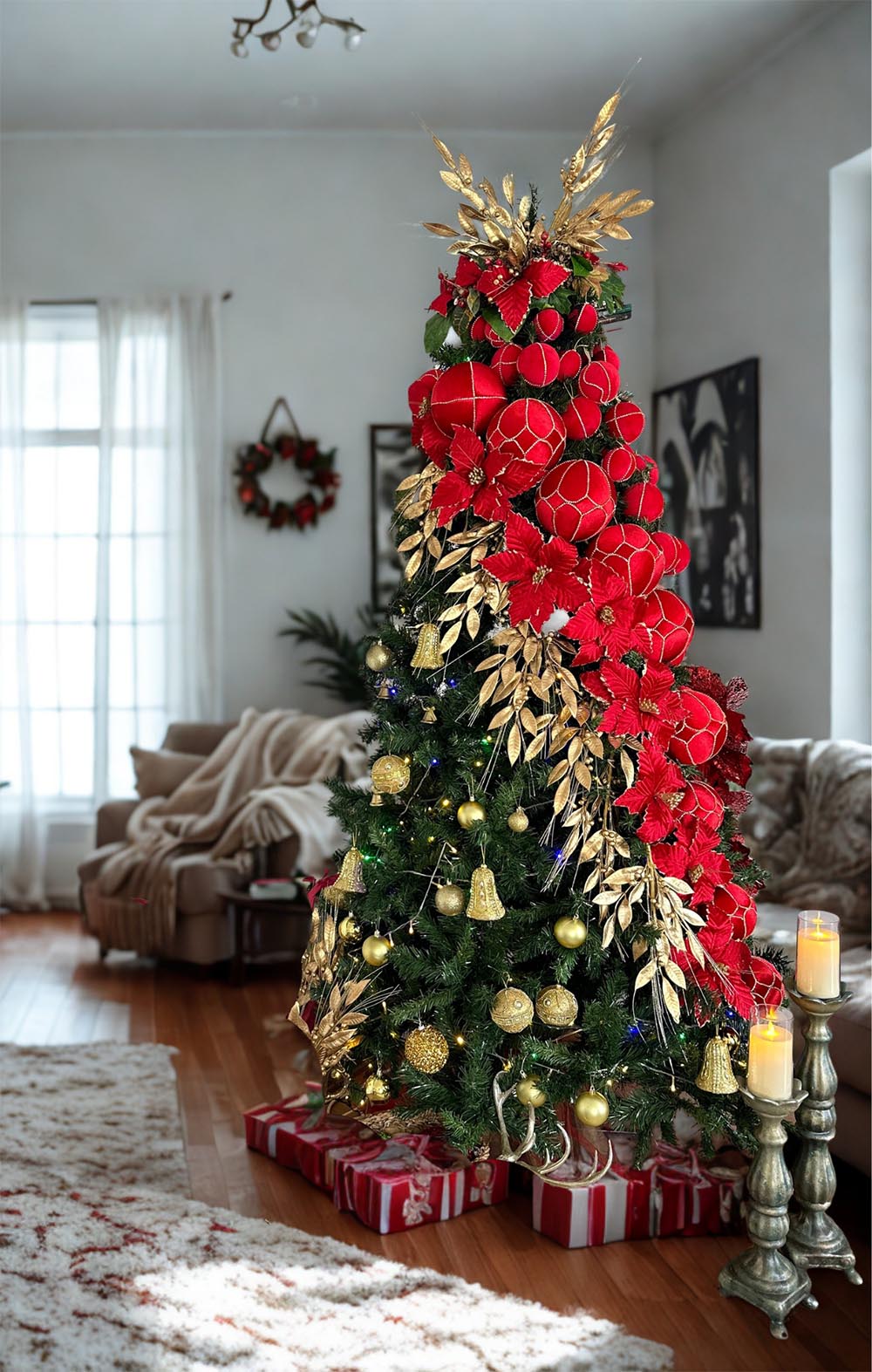 Kırmızı Dev Boy Yılbaşı Çam Ağacı Süsü - 18 Cm Yılbaşı Çam Ağacı Topu