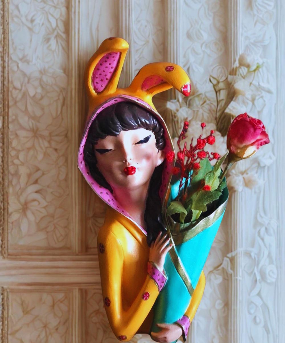 Mini Saksılı Tavşan Kız Ev Aksesuarı - Biblo