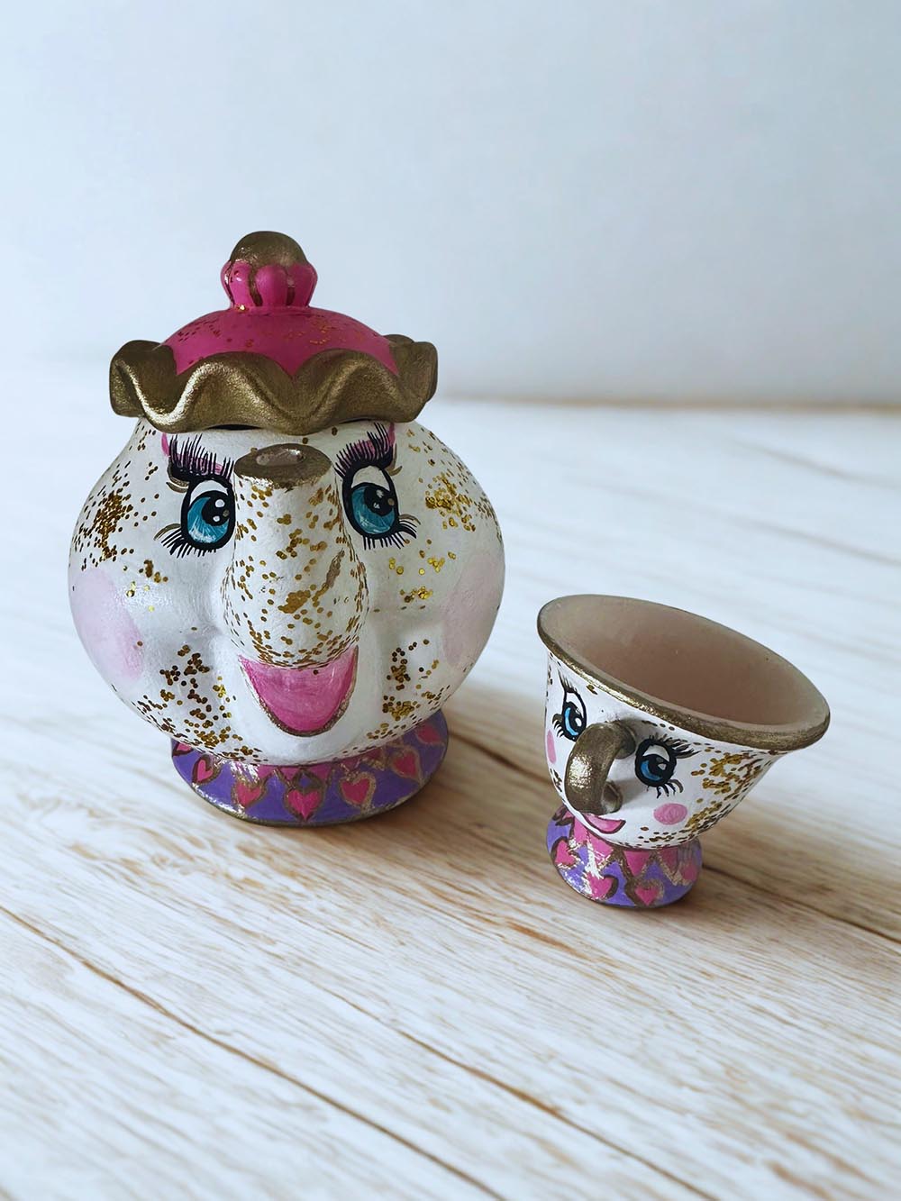 Sevimli Seramik Çaydanlık Fincan - Ev Aksesuarı Biblo