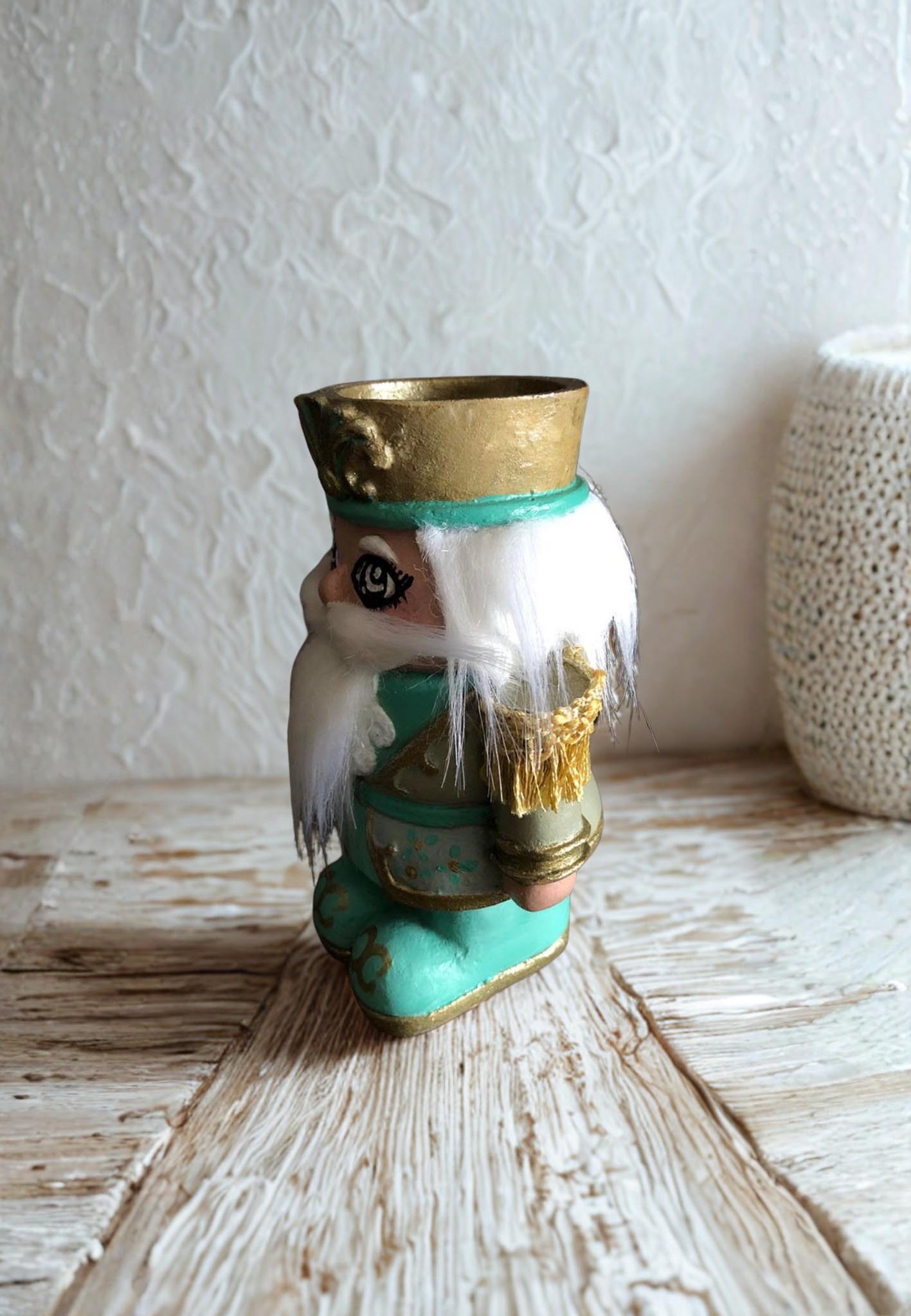 Yeşil Dekoratif Kurşun Asker Şamdan Mumluk -Yılbaşı Ev Aksesuarı