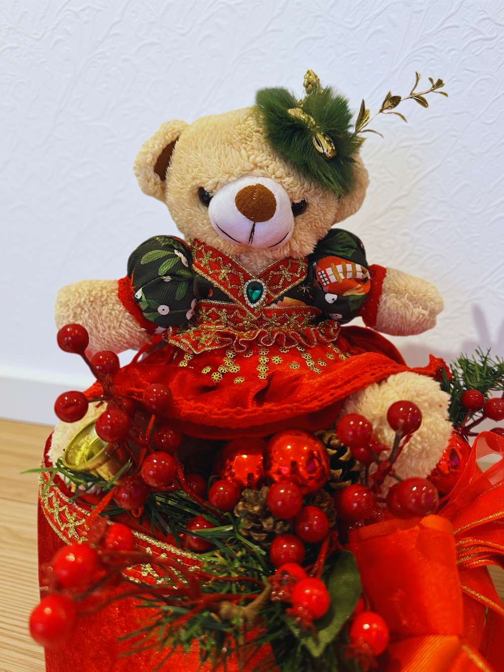 Yılbaşı Ağaç Dekor Süsü  - Yılbaşı Dekoratif Ayıcıklı Trampetli Noel Süsü 71-35 Cm