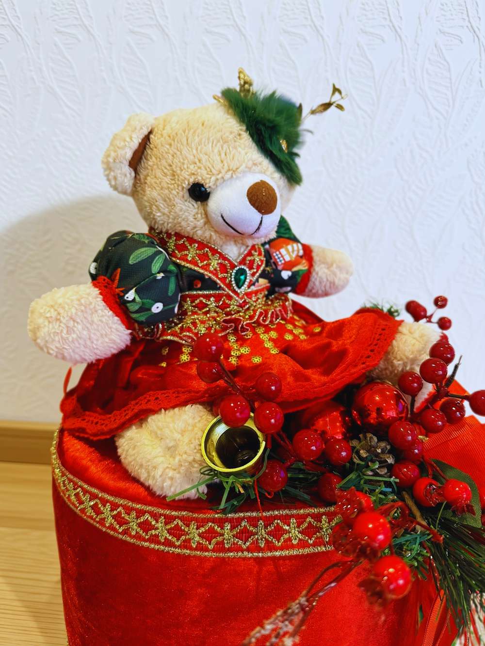 Yılbaşı Ağaç Dekor Süsü  - Yılbaşı Dekoratif Ayıcıklı Trampetli Noel Süsü 71-35 Cm