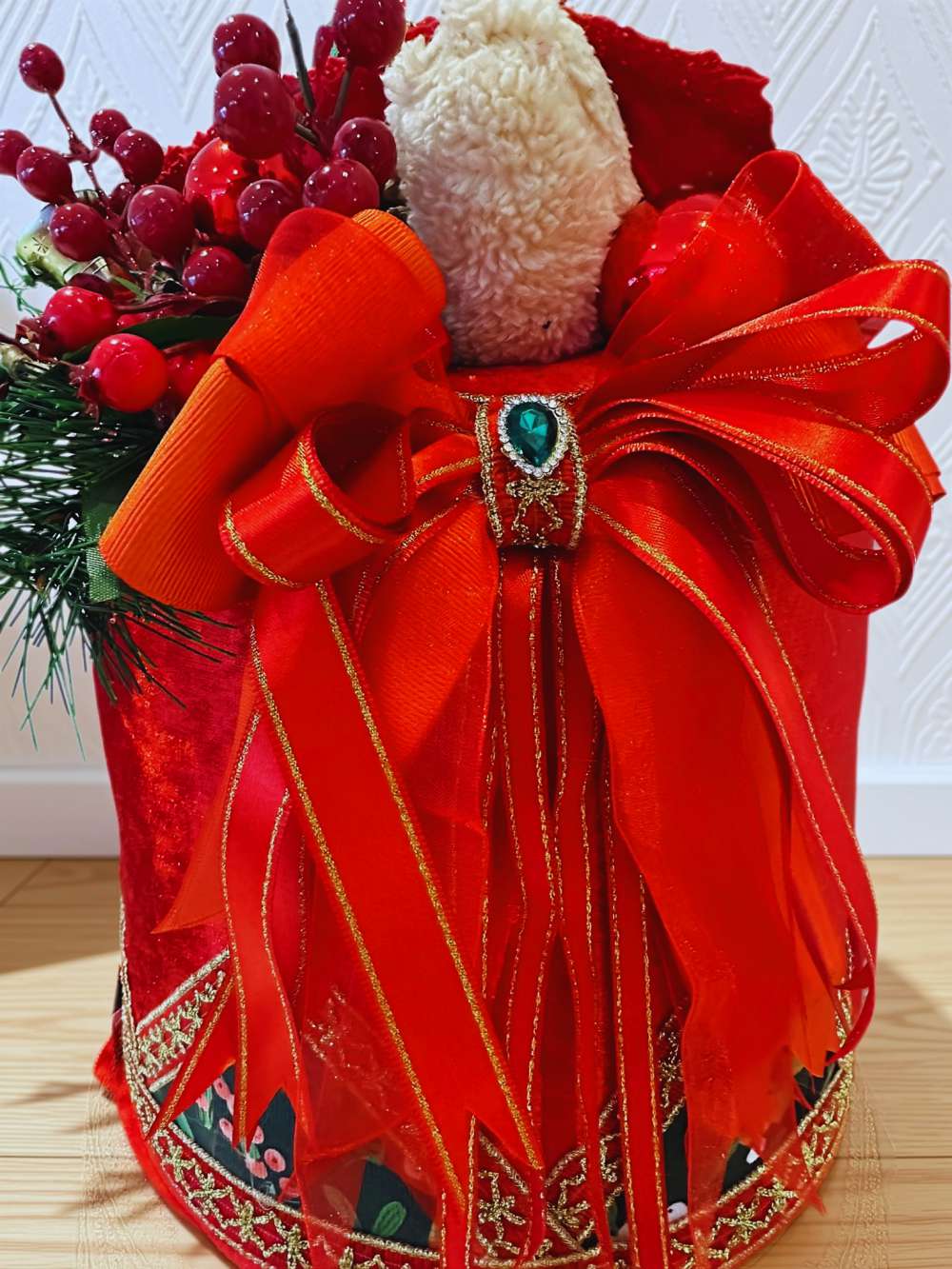 Yılbaşı Ağaç Dekor Süsü  - Yılbaşı Dekoratif Ayıcıklı Trampetli Noel Süsü 71-35 Cm